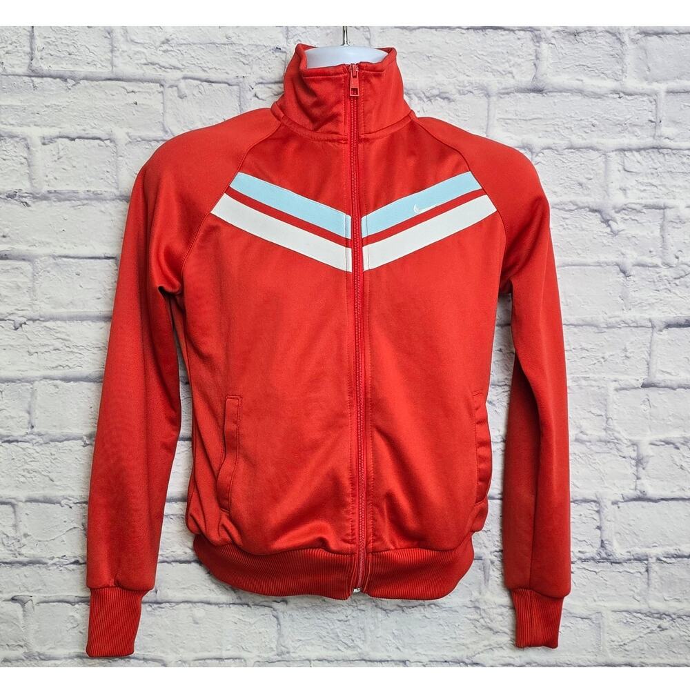 Nike Medium Red The Athletic Dept Full Zip Track Jacket Light Blue White Stripes
